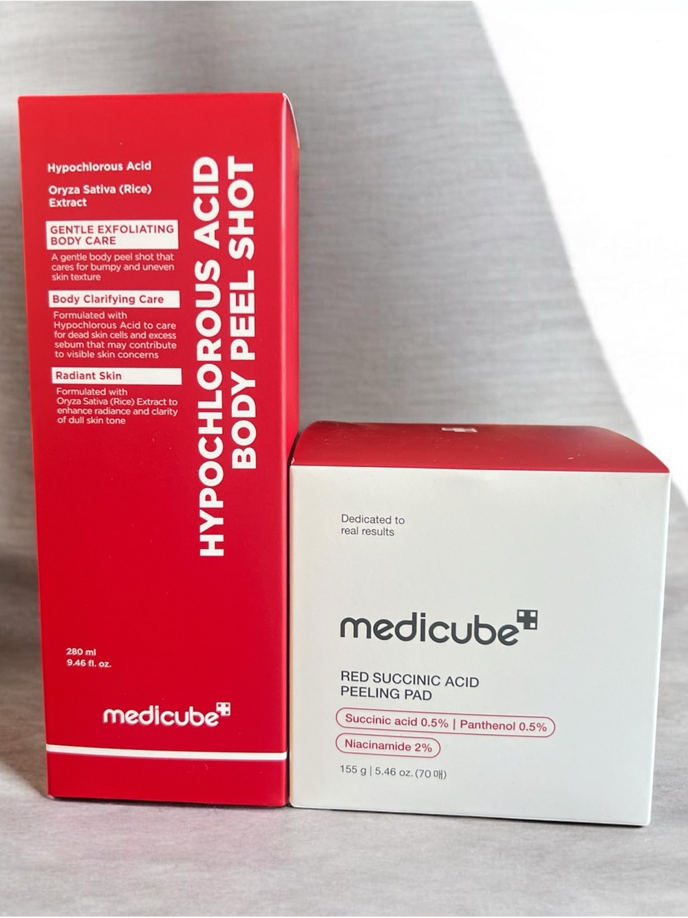 Medicube Red Hypochlorous Acid Body Peel Shot & Red Succinic Acid Peeling Pad